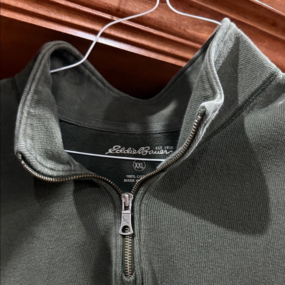 Eddie Bauer Men's Olive Zip-Up Sweater